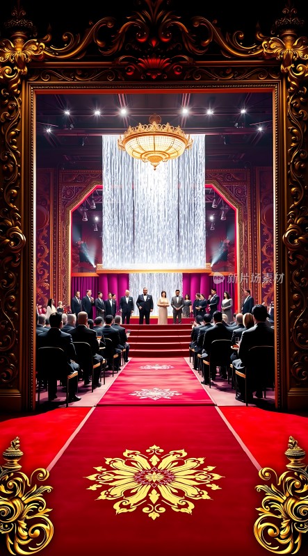 红毯盛宴华丽舞台璀璨灯光嘉宾云集