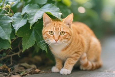 橘猫与绿色植物 橘猫与绿色植物