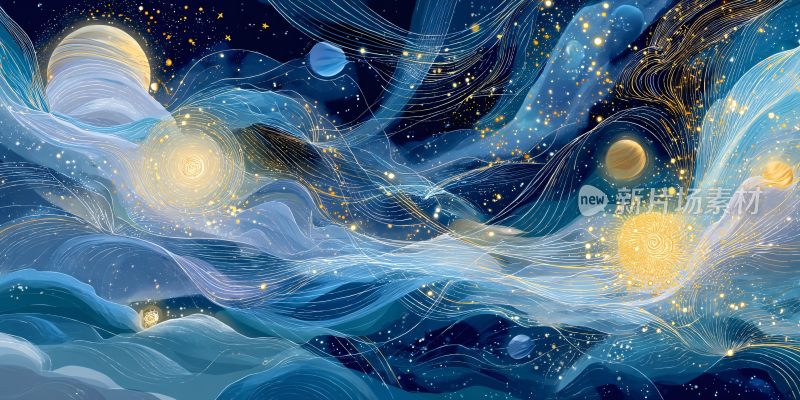 梦幻星空宇宙插画