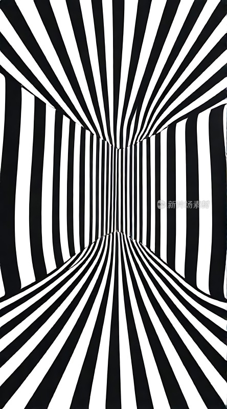 黑白条纹隧道视觉错觉艺术作品