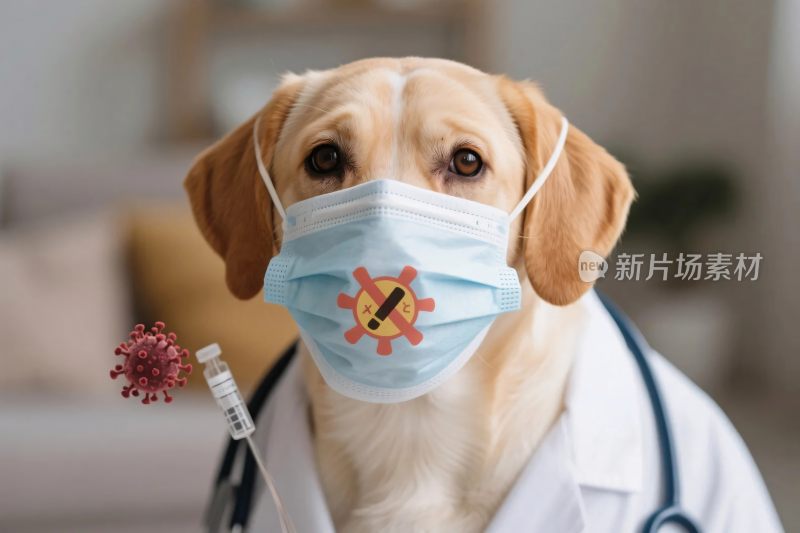 拟人化狗狗戴口罩