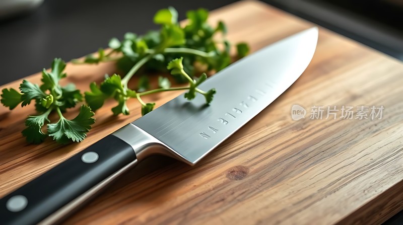 锋利厨刀与新鲜香菜