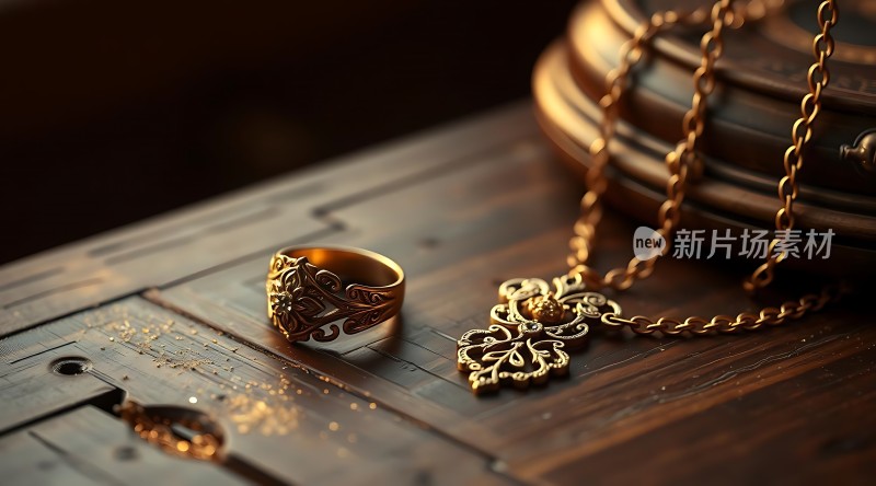 金色戒指与项链