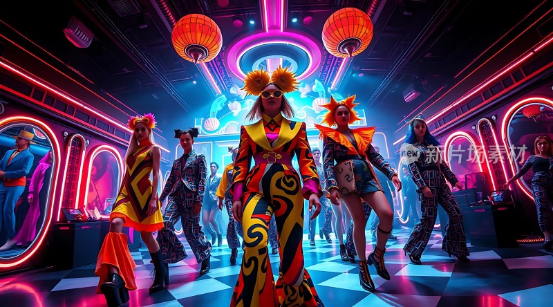 霓虹灯光下的时尚派对