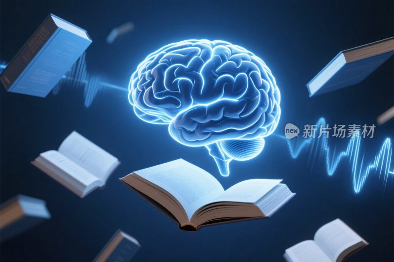 脑与书籍知识插画