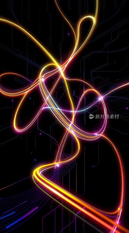 科技之光霓虹线条交织未来世界