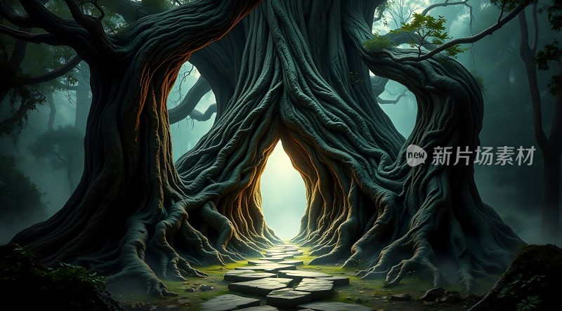 神秘森林中的古老树洞