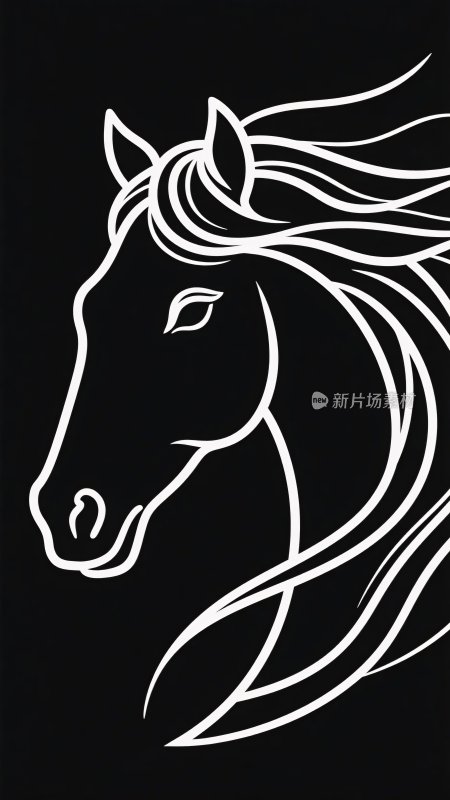 简约线条勾勒的马头图案