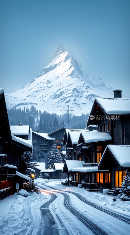 雪山下的温馨小镇