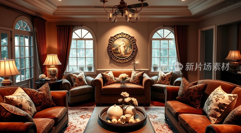 豪华客厅优雅沙发精美装饰温馨氛围