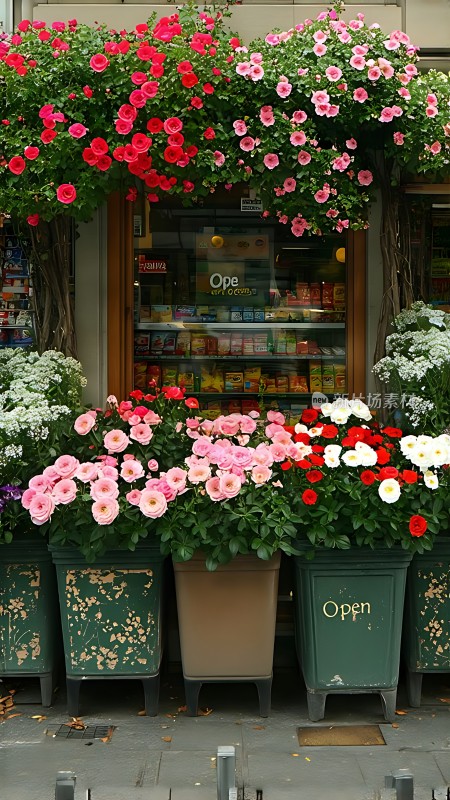 花团锦簇的商店门面