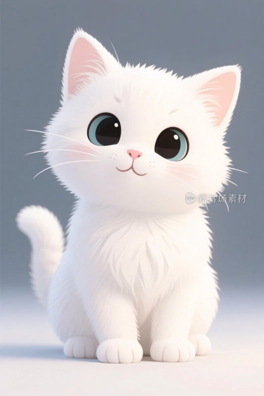 白色小猫卡通插画