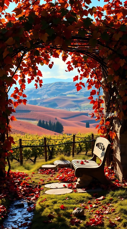 秋日暖阳下的宁静小径