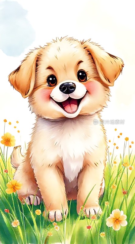 阳光下的快乐小狗