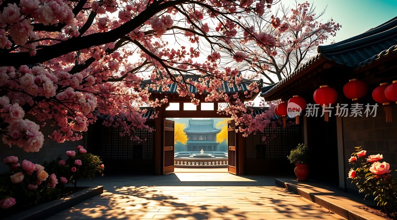 春日古院樱花盛放