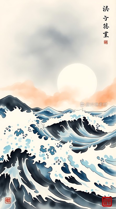 浪涛汹涌日出东方