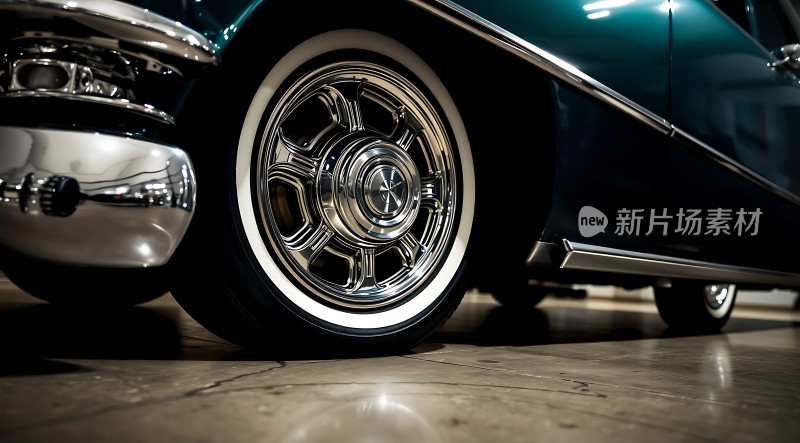 复古汽车轮毂细节展示