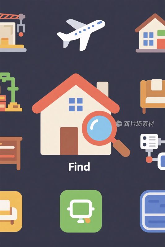 房产相关扁平化图标集合