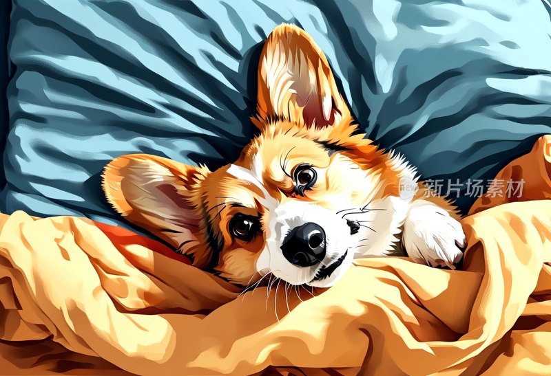 柯基犬慵懒躺卧