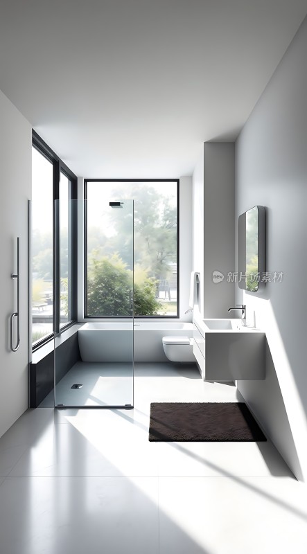 现代浴室设计简约风格自然光线充足