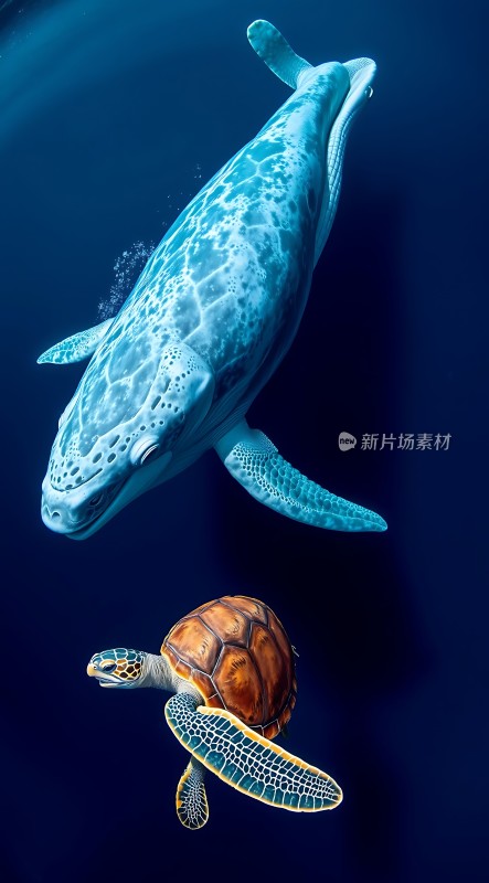 海豚与海龟共舞