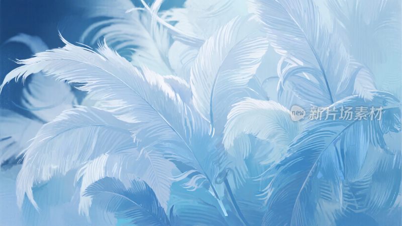 梦幻蓝色羽毛插画背景