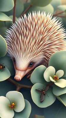 花丛中探出头的小刺猬