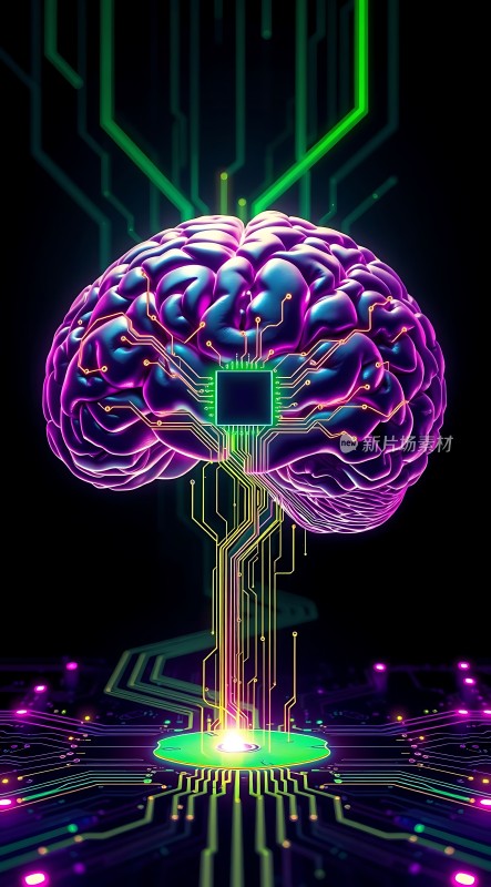 科技大脑电路与神经元交织