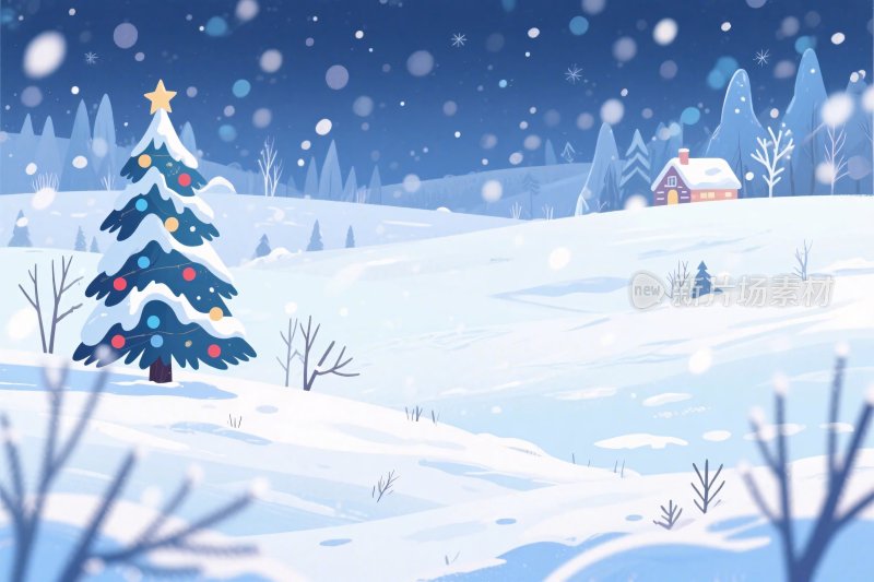 冬日雪景插画