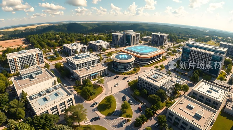 现代建筑群鸟瞰图