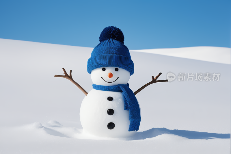 一个雪人站在雪地里图片