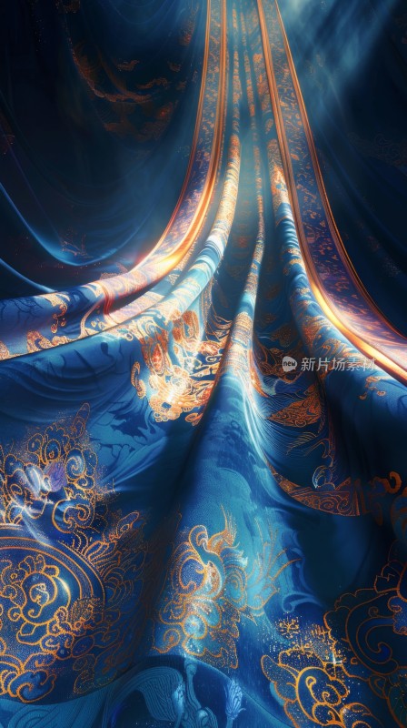 数字概念艺术背景，丝绸和窗帘