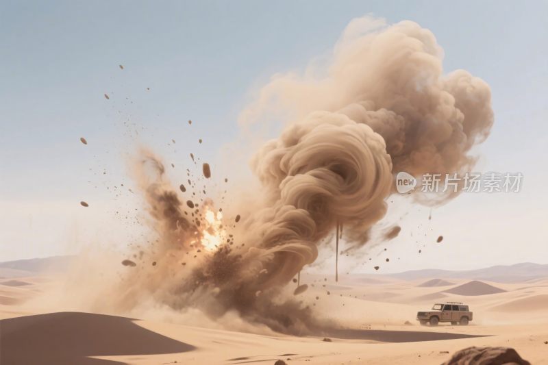 沙漠爆炸场景插画