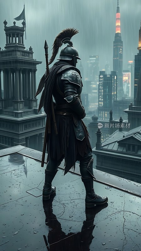 雨夜古战士与现代都市