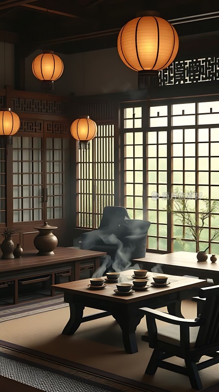 古风茶室雅集图