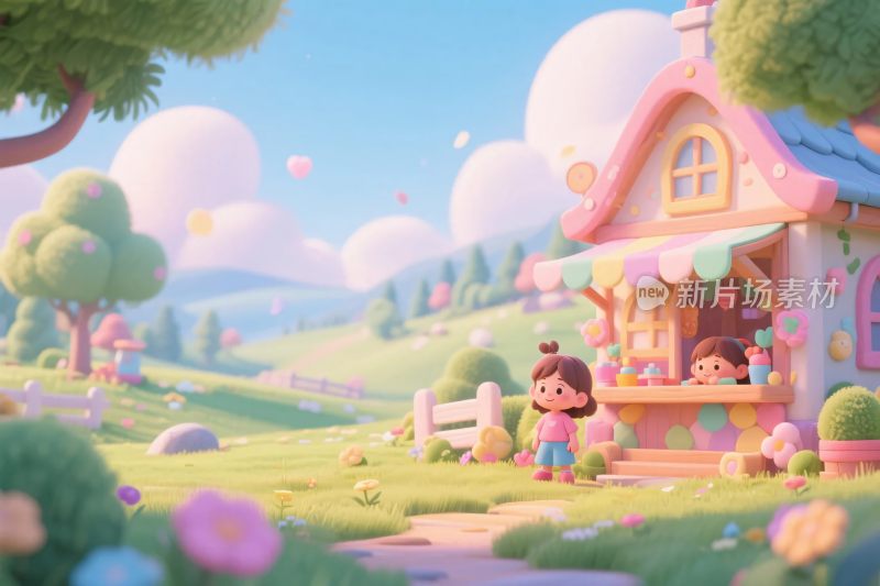 梦幻童趣小屋插画场景