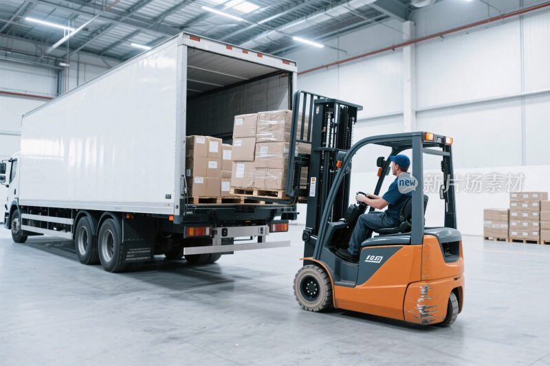 仓库叉车货物装卸