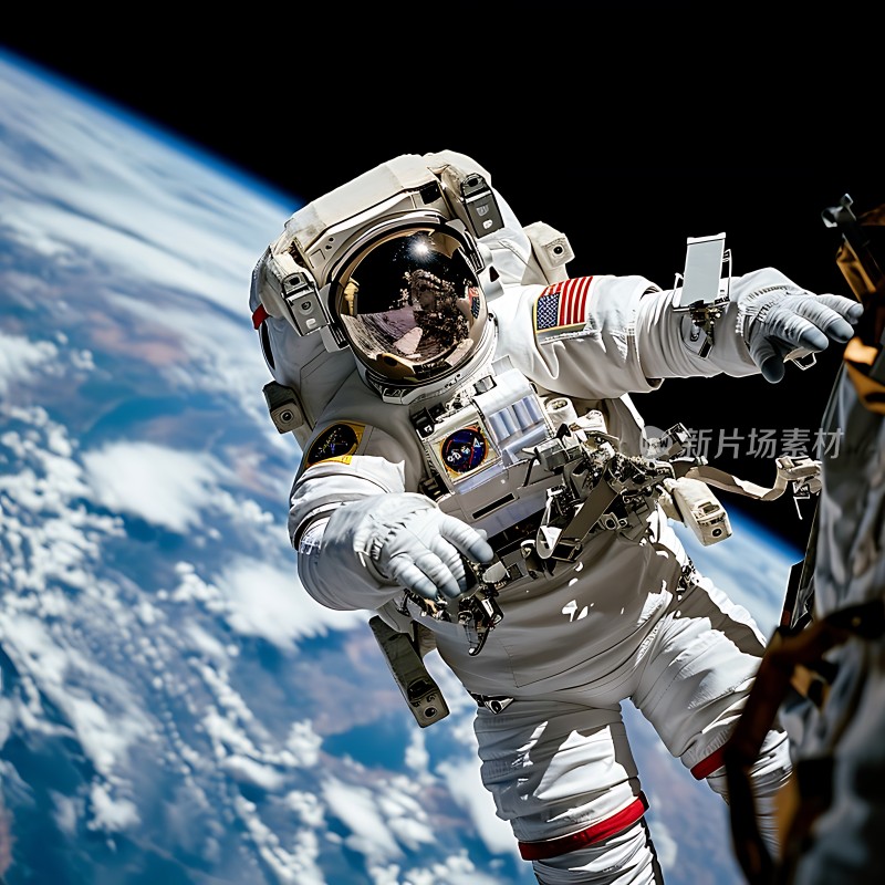 太空漫步宇航员与地球共舞