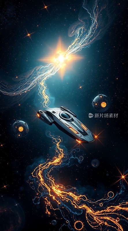 星际探险飞船穿越星云之旅