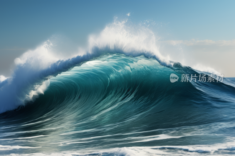 海洋中一股大浪破裂的浅滩高清风景图片