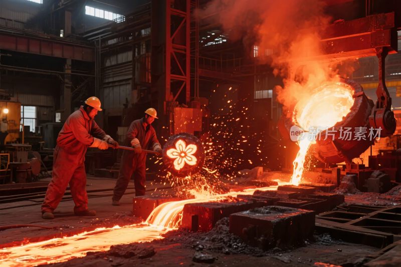 工厂炼钢作业场景