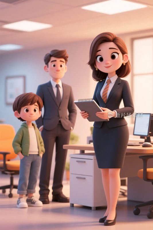 卡通办公室商务场景