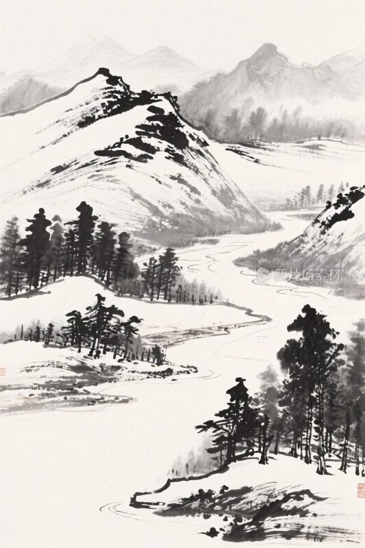 水墨山水国画