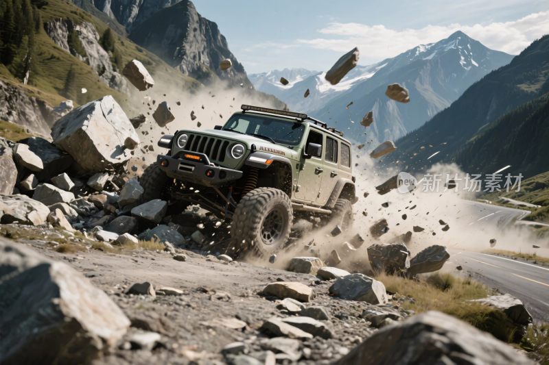 越野车于山间崎岖路行驶