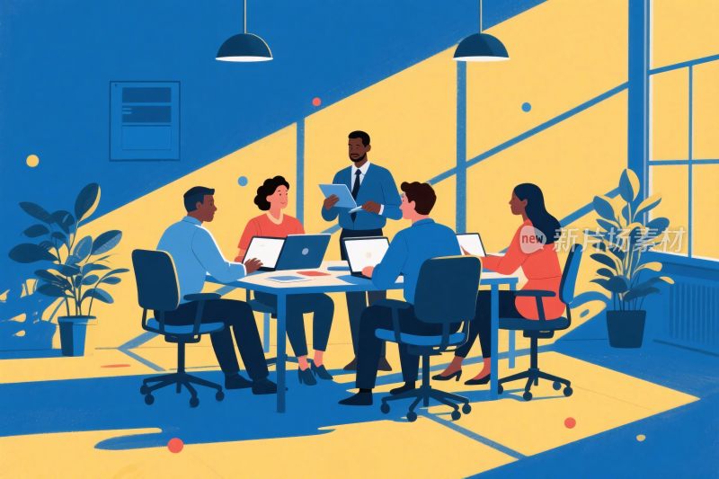 办公室团队协作插画