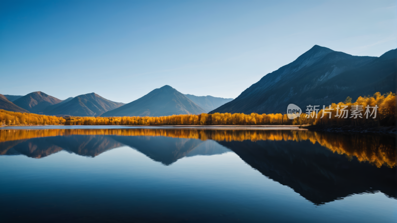 一个湖泊山脉高清风景图片