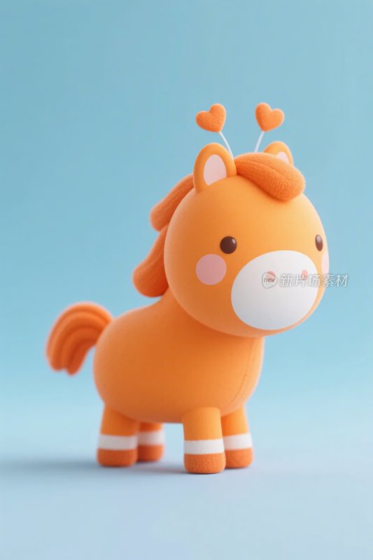 可爱橙色小马玩偶