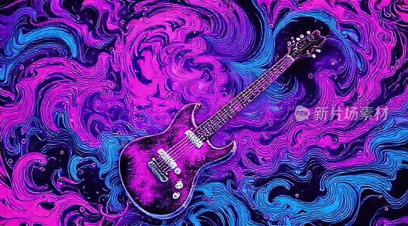 紫色吉他炫彩背景