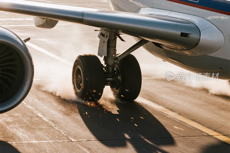 飞机起落架跑道画面