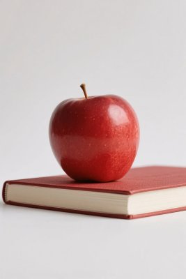 红色苹果与书本